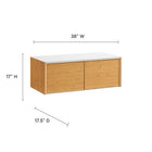 Modway Kinetic 38" Wall-Mount Office Desk With Cabinet and Shelf - White Natural-Flip-Up Cable Management Compartment