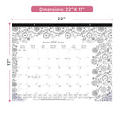 Blueline 2027 DoodlePlan Colouring Monthly Desk Pad Calendar - 22" x 17" - Botanica Design - Bilingual-Different black and white DoodlePlan theme to colour each month