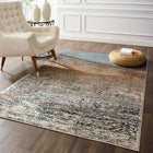 Modway Tribute Jacinda Rustic Distressed Vintage Lattice Area Rug - 5 ft W x 8 ft L - Multicolored-Tight Low Pile Weave