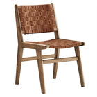 Modway Saoirse Leather Wood Dining Side Chair - Walnut/Brown - 2 Pack-7
