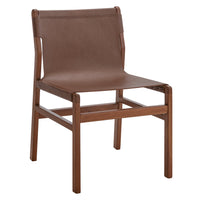 Modway Sonora Leather Dining Side Chair - Nutmeg/Brown-Teak Wood Frame