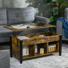 HOMCOM Lift Top Coffee Table with Storage - Rustic Brown-Lift top coffee table with hidden storage space for storing your home items