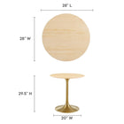 Modway Lippa 28" Round Wood Dining Table - Gold Natural-Wood Grain Veneer and MDF Tabletop