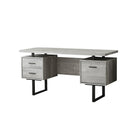 Monarch Specialties 7417 60" Computer Desk - Grey Reclaimed Wood/Black Metal-A stylish and contemporary 60"l computer desk with closed storage to create a functional workspace in your home office.