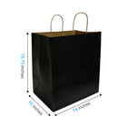 Reliabag Paper Bags - Twist Handles - 14" W x 10" D x 15.75" H - Black  - 50 Pack-Re-enforced Twisted Twine Handles