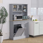 HOMCOM 68" H Kitchen Pantry Cabinet with Charging Station - Grey-Particleboard, painted MDF, and anti-tip kits provide stability and safety 