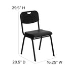Flash Furniture HERCULES Series Black Plastic Stack Chair with Open Back & Black Frame - 5 Pack-Stack Quantity: 10