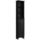 HOMCOM Tall Bathroom Linen Tower Cabinet with Adjustable Shelves - Black-Constructed of P2 grade MDF for long-term use