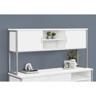 Monarch Specialties 72" L Office Hutch with Storage Doors - White Laminate - Silver Metal-This commercial grade hutch is durably designed to meet ANSI / BIFMA quality safety standards, ensuring resilience and longevity with a 5 year limited warranty included
