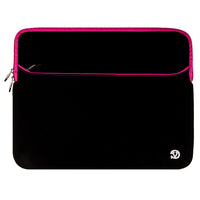 Vangoddy Neoprene 15" Laptop Protective Sleeve Case with Extra Pocket - Black/Pink-Water Resistant Neoprene Material. Protects your laptop from moisture and minor spills.