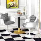 HOMCOM Round Dining Table with Faux Marble Top for Kitchen - White-MDF tabletop with a protective paint finish