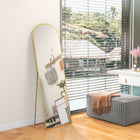 HOMCOM Full Length Mirror - 50" W x 161.5" H - Gold-Can be wall-mounted, freestanding, or leaning against the wall, offering versatile placement options 