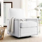 Modway Ashton Upholstered Fabric Swivel Chair - White-Polyester Fabric Upholstery