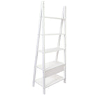 kieragrace Providence Miller Floor Shelf - White Matte Finish, 5-Tiered-Measurement & weight capacity: overall shelf measures 25"L x 71"H and 15" in depth. significant height means you have almost 6 feet of the beautiful display, creating maximum storage space. in total the leaning shelf can hold up to 220 lbs, feel confident placing items with a little more weight on each wall shelf