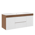 Modway Render 48" Wall-Mount Bathroom Vanity - White/Walnut/White-Mid-Century Modern Vanity