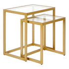 Hudson&Canal Rocco Rectangular Nested Side Table - Brass-Handcrafted golden brass finish is applied to the steel frame