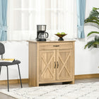 HOMCOM Accent 31.5" L Sideboard Buffet Cabinet with Storage - Natural Wood-Comes with an enclosed cabinet and a drawer for different storage needs