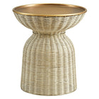Modway Lazaro Round Rattan Side Table - Burnished Brass Natural-17-Inch Round Rattan Side Table