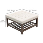 HOMCOM Storage Ottoman Coffee Table - Beige-Adjustable foot pads add extra stability on uneven floors