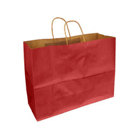 Eddie's 100% Recycled Kraft Shopper Paper Bag - 16" L x 6" W x 12" D - Scarlet Red - 250 Pack-16" x 6" x 12"