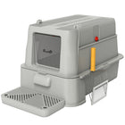 PawHut 80L Stainless Steel Cat Litter Box - Light Grey-Features a pull-out drawer and flip-up front for effortless cleaning 