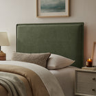 Modway Camille Upholstered Linen Blend Twin Size Headboard - Sage-Padded Pillow Design