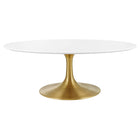 Modway Lippa 42" Oval Wood Coffee Table - Gold White-Modern Coffee Table