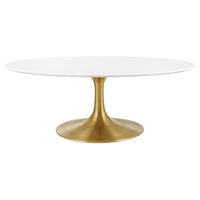 Modway Lippa 42" Oval Wood Coffee Table - Gold White-Modern Coffee Table