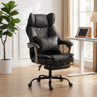 HOMCOM Executive Office Chair with Footrest and Wide Seat - Black-Colour: Black