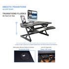 Rocelco 46" Corner Adjustable Height Desk Riser, w/Enhanced Vertical Range, Black-Holds up to 50lbs