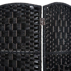 HOMCOM 6 Panels Hand-Woven Freestanding Room Divider for Home Office - Black-Single Panel Size: 17.7"W x 0.8"D x 70.9"H (45 x 2 x 180cm)

