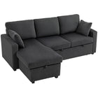 HOMCOM 81" 2 In 1 Pull Out L-Shaped Sleeper Sofa Bed - Dark Grey-Easily converts into a bed, offering flexible space for overnight guests