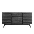 Modway Render 63" Sideboard Buffet Table TV Stand - Charcoal-Adjustable Shelves On Both Sides