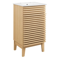 Modway Render 18" Bathroom Vanity Cabinet - Oak/White-Mid-Century Modern Style