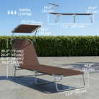 Outsunny Outdoor Lounge Chair - Adjustable Folding Chaise Lounge - Brown-Detachable and adjustable awning for appropriate sun shade