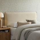 Modway Camille Striped Linen Blend King Size Headboard - Oatmeal Stripe-Padded Pillow Design