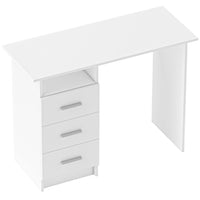 HOMCOM 39.4" Computer Desk with Storage - White-Three smooth drawers and an open shelf provide easy access to all your essentials