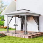 Outsunny 12 ft W x 12 ft L Pop Up Canopy with Mesh - Grey-Mesh-protected two-tier roof provides superior airflow and helps it stay stable