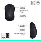 Logitech M185 Wireless Mouse - Black-Small and portable: The compact size and smooth cursor control make this mouse suitable for small to medium hands, tight workspaces or offices, and busy desktops