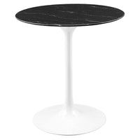 Modway Lippa 28" Round Faux Marble Dining Table - White Black-Modern Dining Table