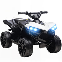 Qaba Kids ATV 4 Wheeler - 6V Battery Powered with Music & LED Headlights - White-Powerful 6V motor drives on various terrains, sparking curiosity
