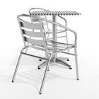 Flash Furniture 23.5" Square Aluminum Indoor-Outdoor Table Set with 2 Slat Back Chairs-Designed for Commercial and Residential Use