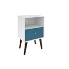 Manhattan Comfort Liberty 1.0 Nightstand, White and Aqua Blue (203AMC64)-Modern Nightstand for Bedroom or Living Room use.