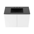 Modway Bryn 36" Wall-Mount Bathroom Vanity - White/Black-Soft-Close Doors