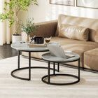 HOMCOM 31" Round Nesting Coffee Table - Grey - 2 Pack-They can be used separately or together or nested to save space when not in use