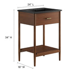 Modway Zaire 24" Bathroom Vanity - Walnut/Black-Fixed Drawer