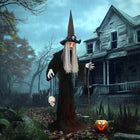 Outsunny 5.6' Animated Witch Halloween Decoration-Dynamic sound and light effects create an immersive, terrifying Halloween atmosphere 