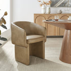 Modway Verity Barrel Back Vegan Leather Dining Chair - Toast-Sloped Armrests