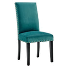 Modway Parcel Performance Velvet Dining Side Chairs - Teal - 2 Pack-Nailhead Trim Accents