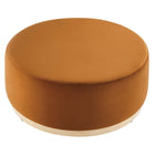 Modway Tilden Large 38" Round Performance Velvet Upholstered Ottoman - Rust/Natural-Non-Marking Foot Glides